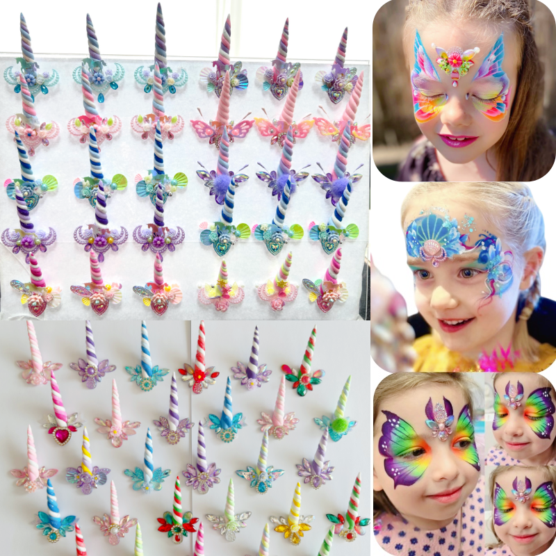 Table Tennis Double - Unicorn Gem Kids Facial Painting Forehead